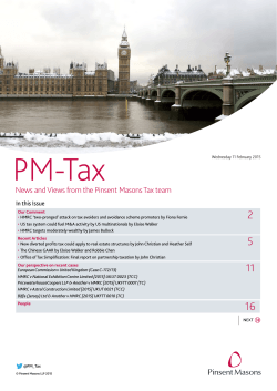 News and Views from the Pinsent Masons Tax team