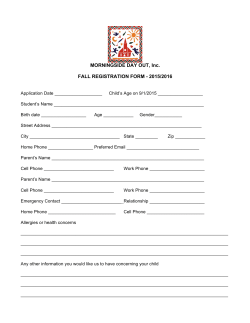 MORNINGSIDE DAY OUT, Inc. FALL REGISTRATION FORM