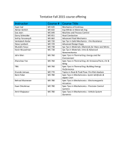 Tentative Fall 2015 course offering Instructor Course # Course Title