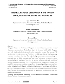 internal revenue generation in the taraba state, nigeria: problems