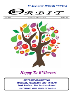 Happy Tu B`Shevat! - Plainview Jewish Center