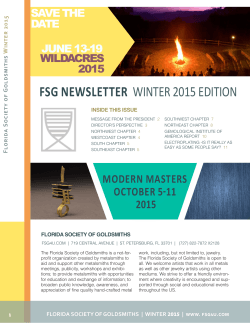 Winter 2015 Issue - Florida Society of Goldsmiths