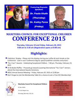 CONFERENCE 2015 - Manitoba Council for Exceptional Children