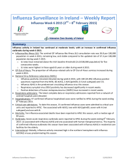 Influenza Surveillance in Ireland – Weekly Report Influenza Week 6