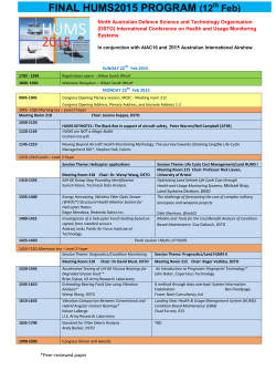 HUMS2015 Timetable - 9th DSTO International Conference on