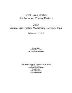 Air Quality Monitoring Plan 2015 - Great Basin Unified Air Pollution
