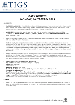 daily notices friday, 13 february 2015