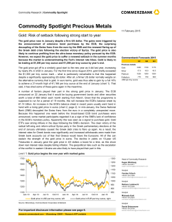COMMERZBANK: GOLD: Risk of setback following strong start to year