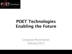 POET Technologies Enabling the Future