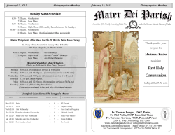 February 15, 2015 - Mater Dei Latin Mass Parish