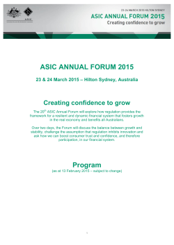 the Forum program - Australian Securities and Investments