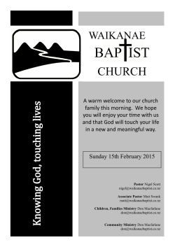 this week`s newsletter - Waikanae Baptist Church