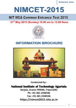 NIMCET-2015 - National Institute of Technology, Tiruchirappalli