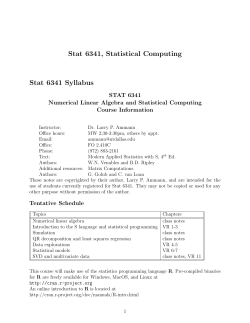 Stat 6341, Statistical Computing Stat 6341 Syllabus