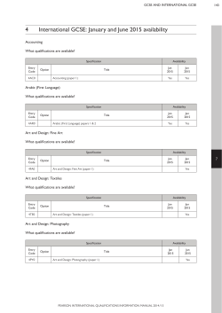 International GCSE June 2015 Availability