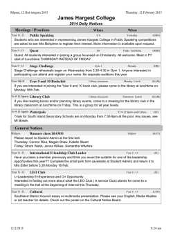 Thursday`s Notices - James Hargest College