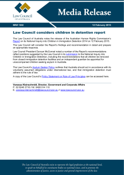 Law Council considers children in detention report
