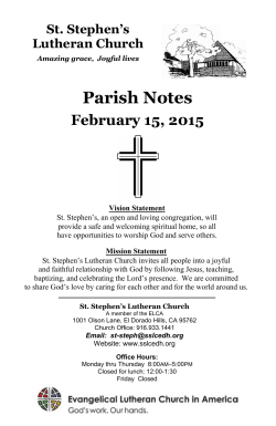 Parish Notes - St. Stephen`s Lutheran Church