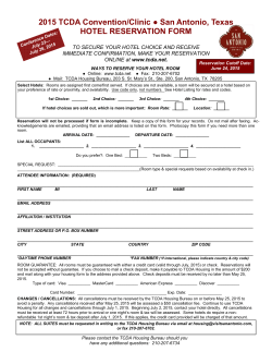 2015 TCDA Attendee Hotel Reservation Form