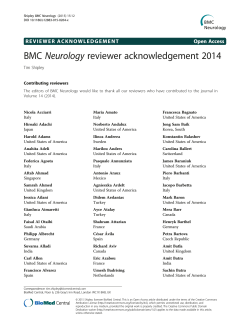 BMC Neurology reviewer acknowledgement 2014