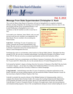 Illinois State Board of Education Weekly Message February 9, 2015