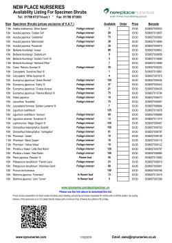 Specimen Shrubs Availability List