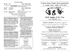 Weekly Newsletter - St James`s Roman Catholic Church