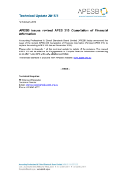 APESB Issues Revised APES 315 Compilation of Financial