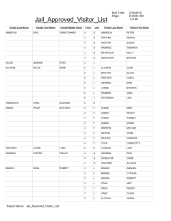 Jail Approved Visitor List