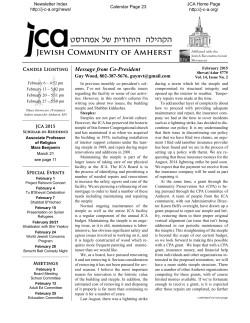 JCA Newsletter - Jewish Community of Amherst