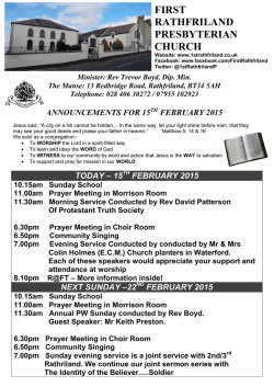 february 2015 - First Rathfriland Presbyterian Church