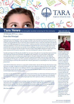From the Principal - Tara Anglican School for Girls