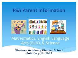 FSA Parent Night Presentation - Western Academy Charter School