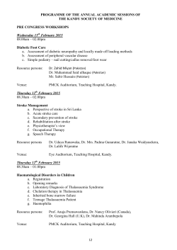 Programme  - The Kandy Society of Medicine