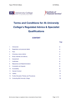 Terms and Conditions for ifs University College`s Regulated Advice