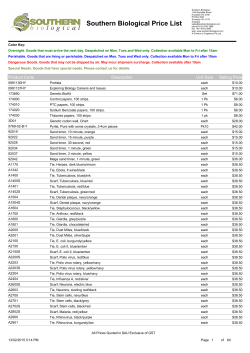Southern Biological Price List