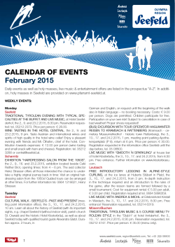 Calendar of events February 2015