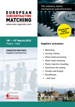 18th – 19th March 2015 The industry meets
