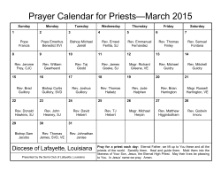 Prayer Calendar for Priests—March 2015