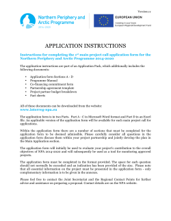APPLICATION INSTRUCTIONS - Northern Periphery Programme
