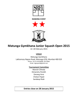 RANKING EVENT Matunga Gymkhana Junior Squash Open 2015