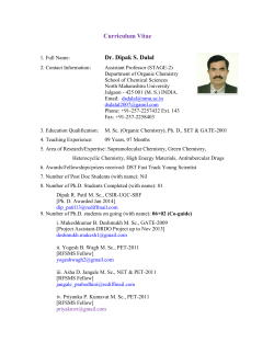 Curriculum Vitae Dr. Dipak S. Dalal
