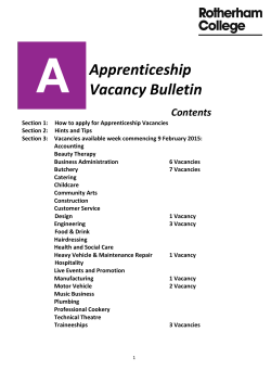 Apprenticeship Vacancy Bulletin