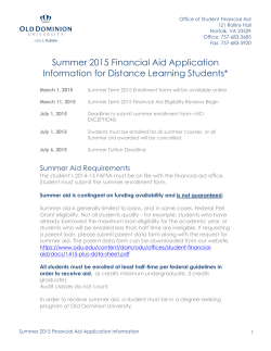 Summer Information for Distance Learning Students