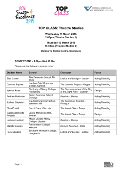 Theatre Studies Performers List