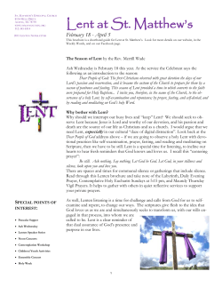 Lent at St. Matthew`s - St. Matthews Episcopal Church