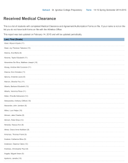 Medical & Parental Clearance - St. Ignatius College Preparatory
