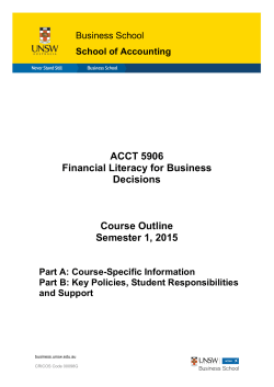 ACCT5906 Financial Literacy for Business Decisions