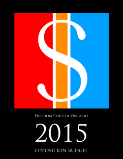 Freedom Party of Ontario`s 2015 OPPOSITION BUDGET