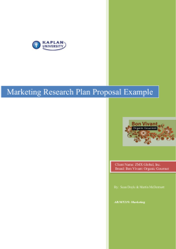 Marketing Research Plan Proposal Example